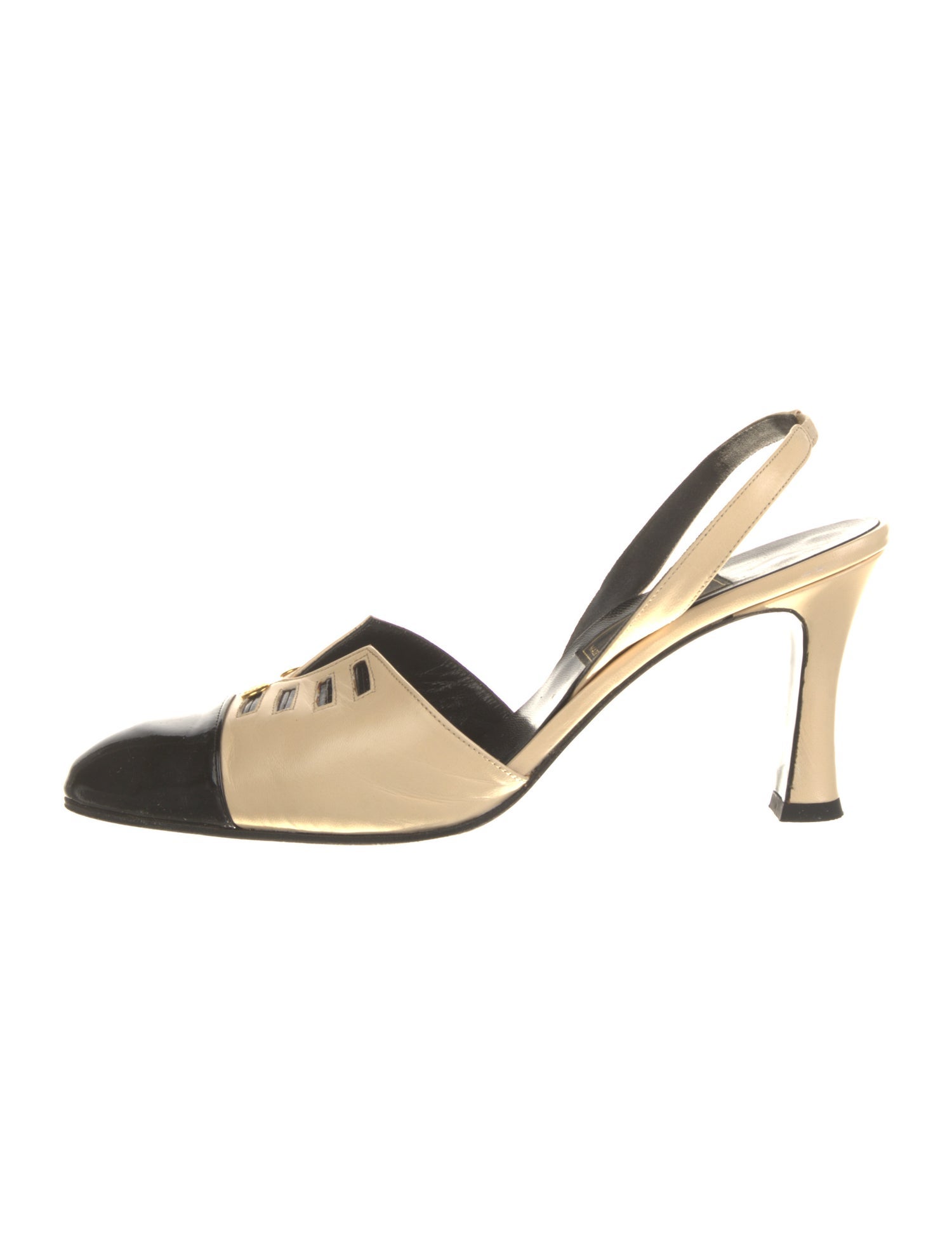 Fendi Leather Colorblock Pattern Slingback Pumps